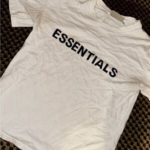Essentials White Tee with Gray Logo Patch